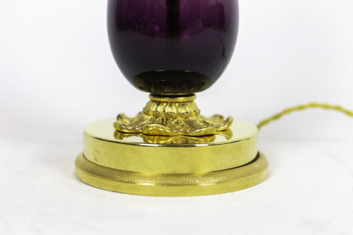 lamp eggplant glass gilt brass base