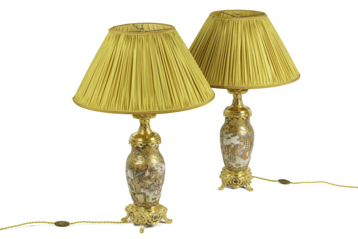 lampes faïence satsuma bronze doré