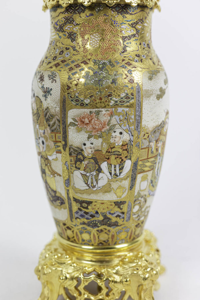 lamps satsuma earthenware gilt bronze decor