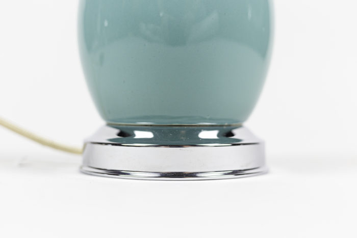 lampes porcelaine bleue laiton argenté base
