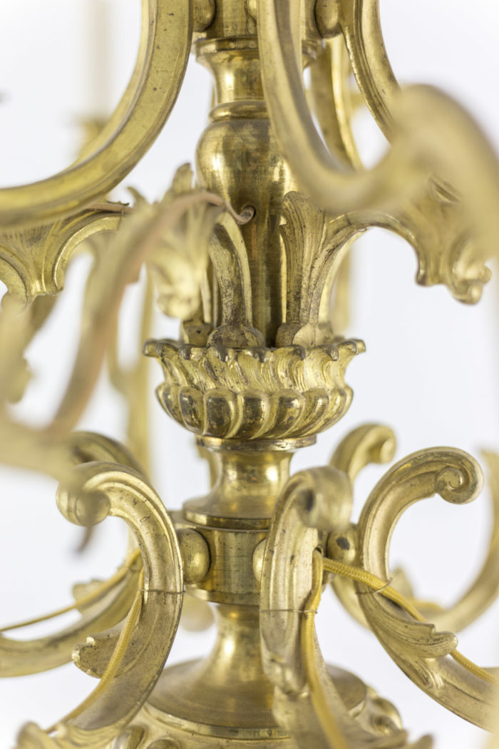 rocaille style chandelier gilt bronze shaft