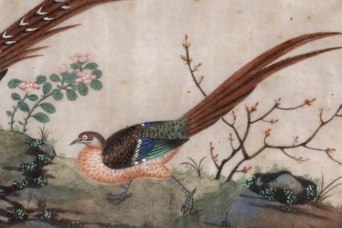 peinture sur soie oiseaux style chinoisant