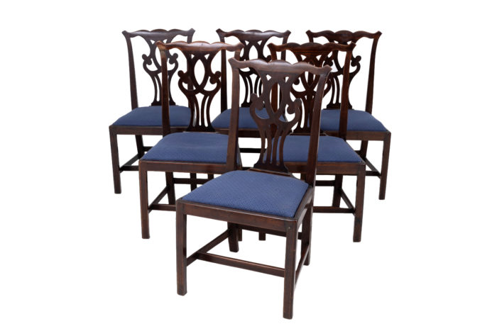 six chaises chippendale acajou