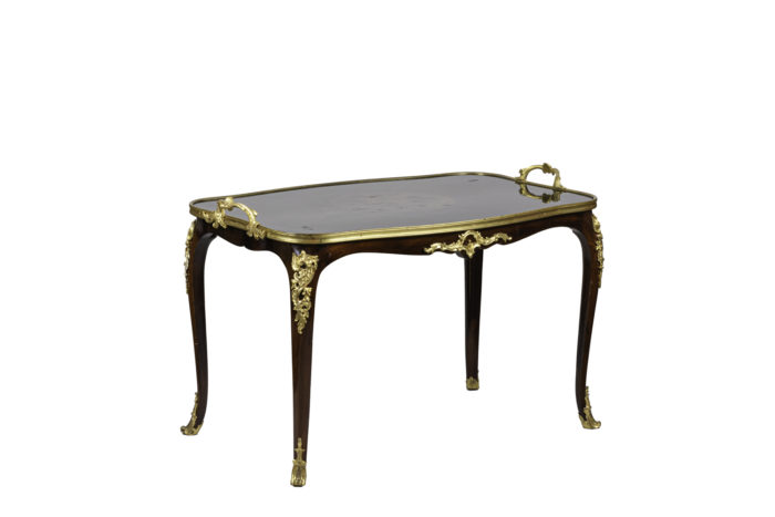 table à thé style louis xv acajou plateau inférieur