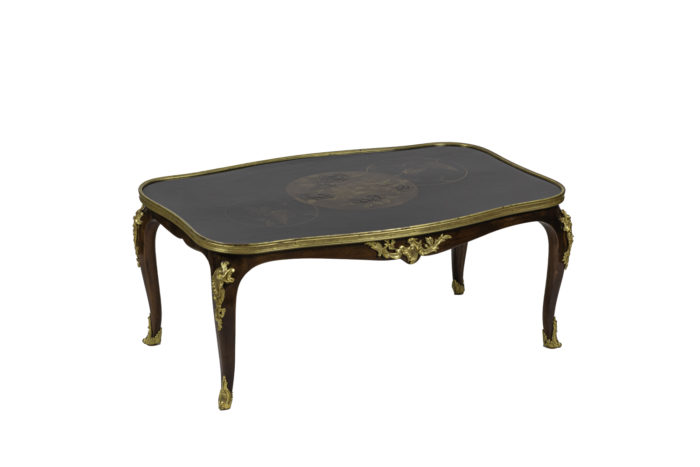 table à thé style louis xv acajou plateau supérieur