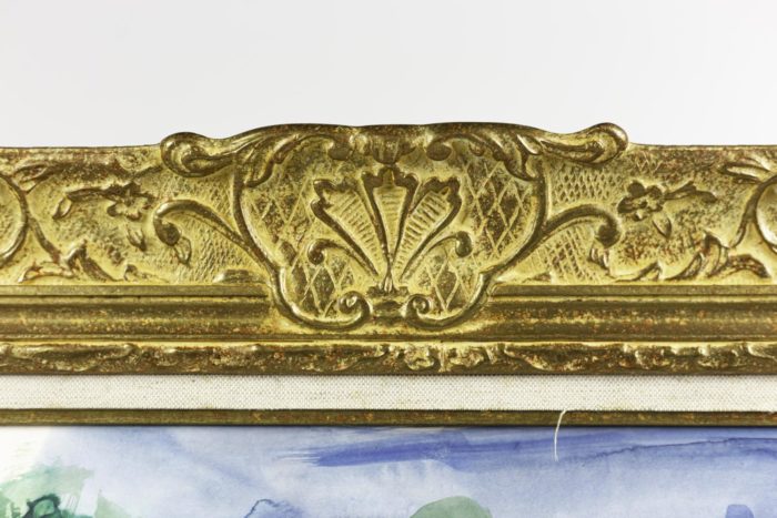 mixed technique on paper russian work gilt wood frame