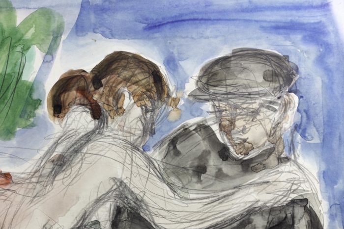 mixed technique on paper russian work couple