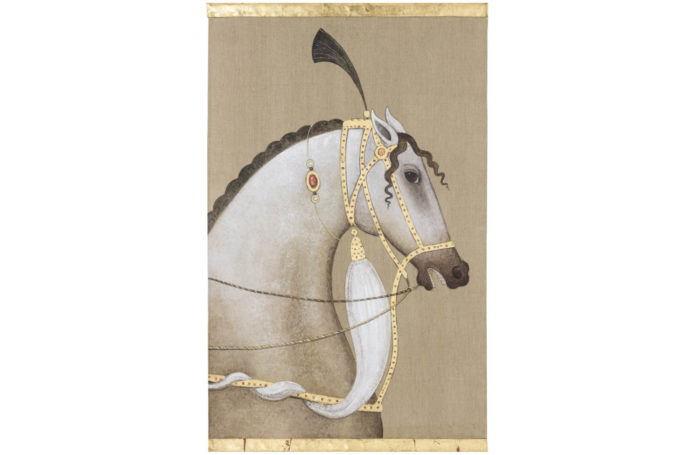 canvas horse arabian white