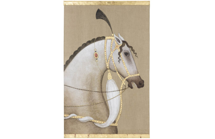 toile cheval arabe blanc