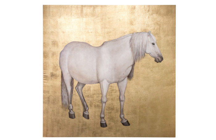 canvas horse white gilt background