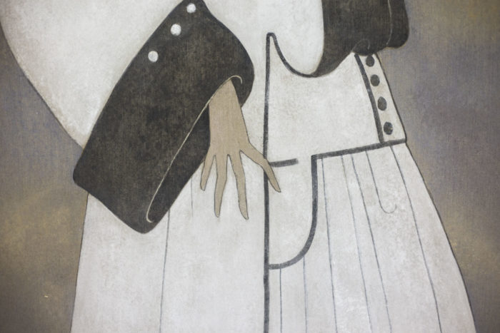 canvas art deco woman coat detail