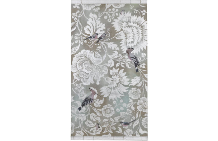 canvas birds silvered scrolls