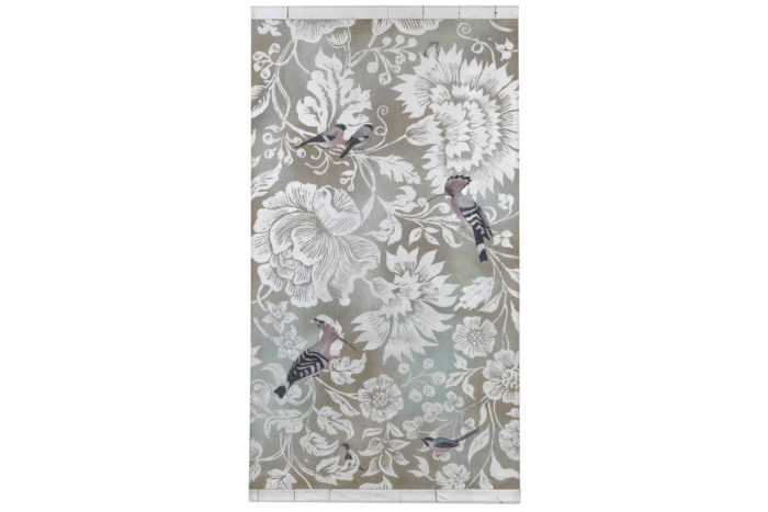 canvas birds silvered scrolls