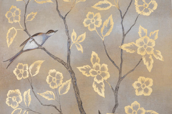 canvas birds gilt branches