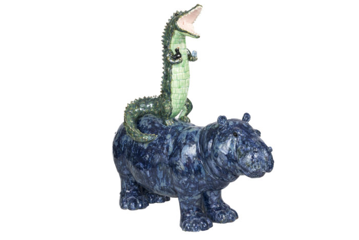 valérie courtet sculpture crocodile hippopotamus