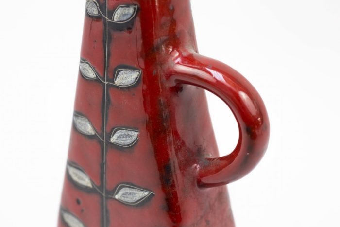 vase soliflore faïence rouge détail