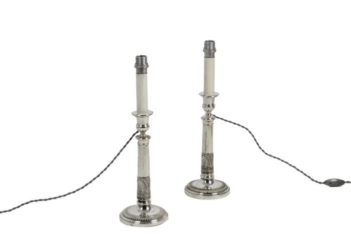 directoire style candlesticks silvered metal