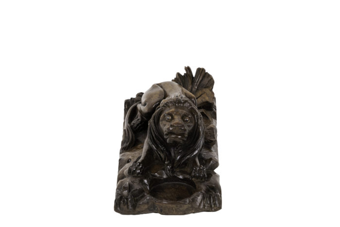 encrier noyer lion front