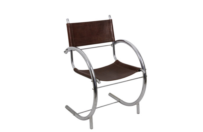 fauteuil métal chromé cuir rouge 1930