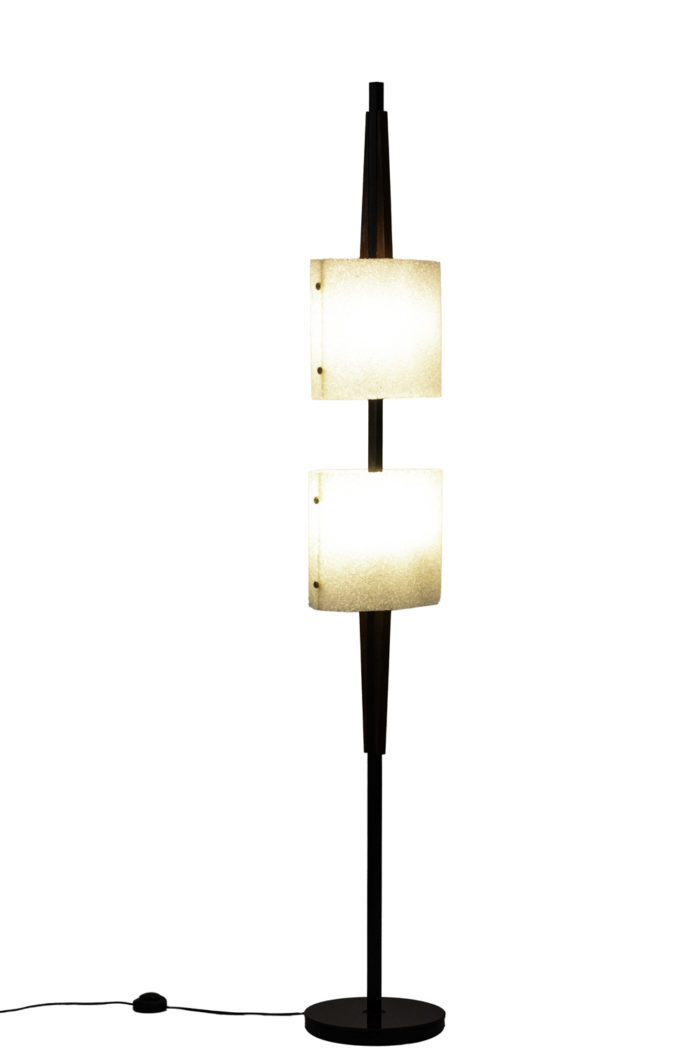 floor lamp granite resin wood black lacquered metal