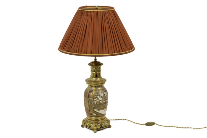 lampe faïence satsuma bronze doré