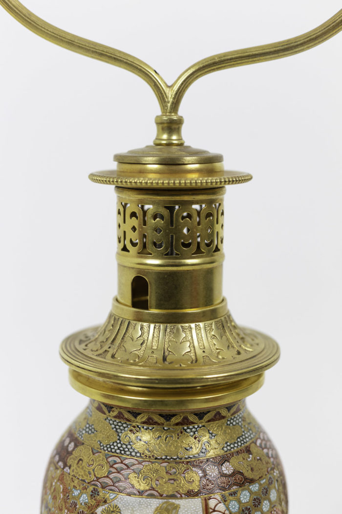 lamp satsuma earthenware gilt bronze mount