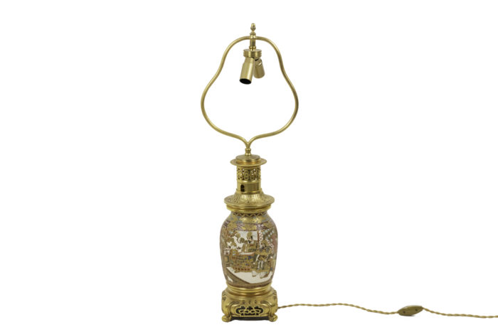 lampe faïence satsuma bronze doré é