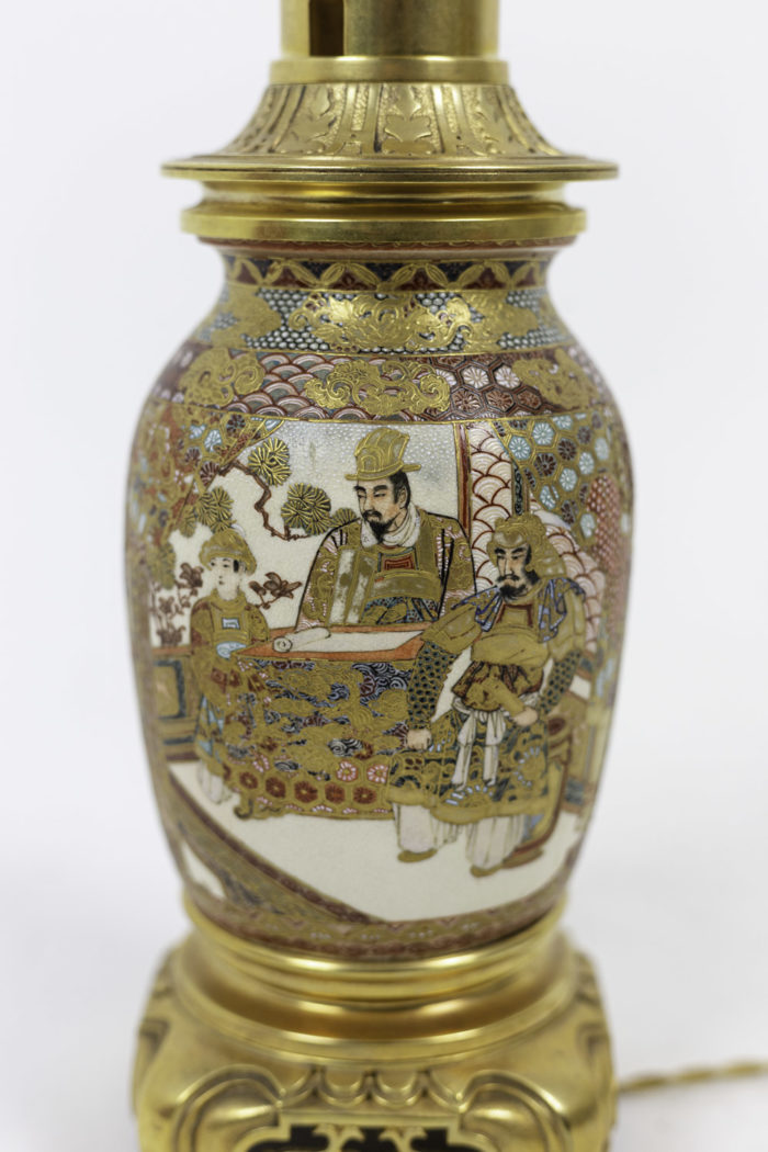 lamp satsuma earthenware palace scene