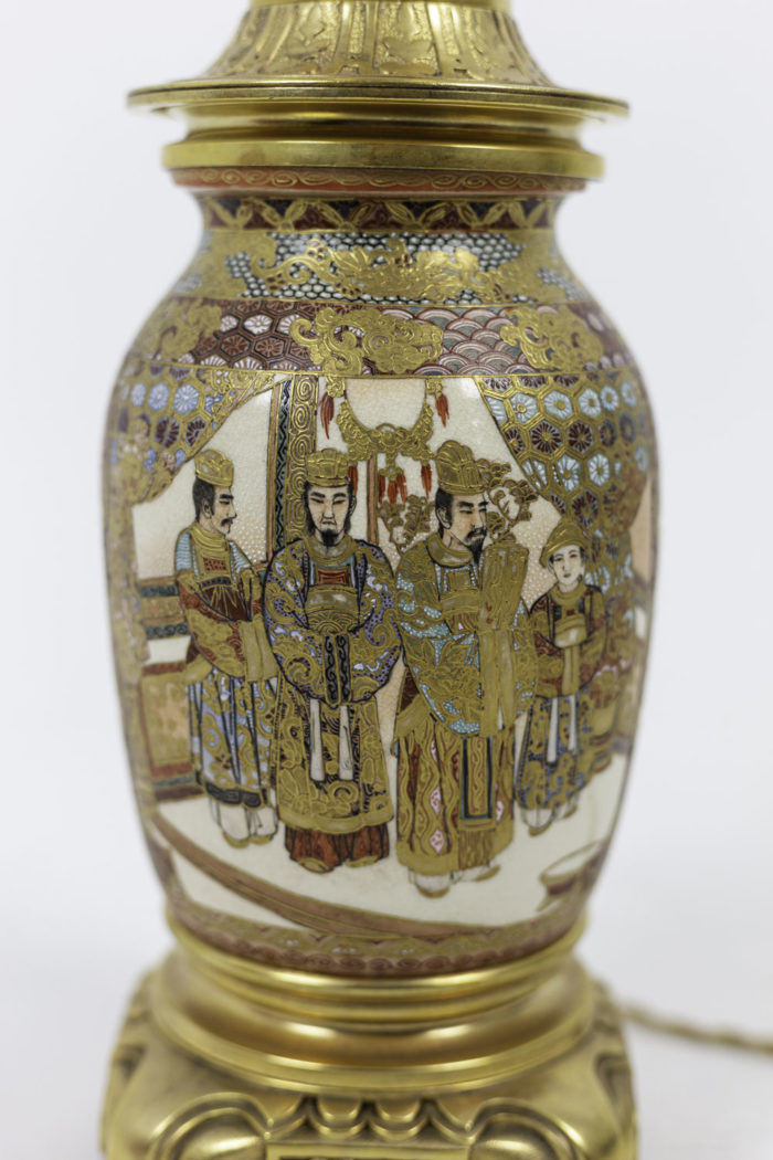 lamp satsuma earthenware palace scene