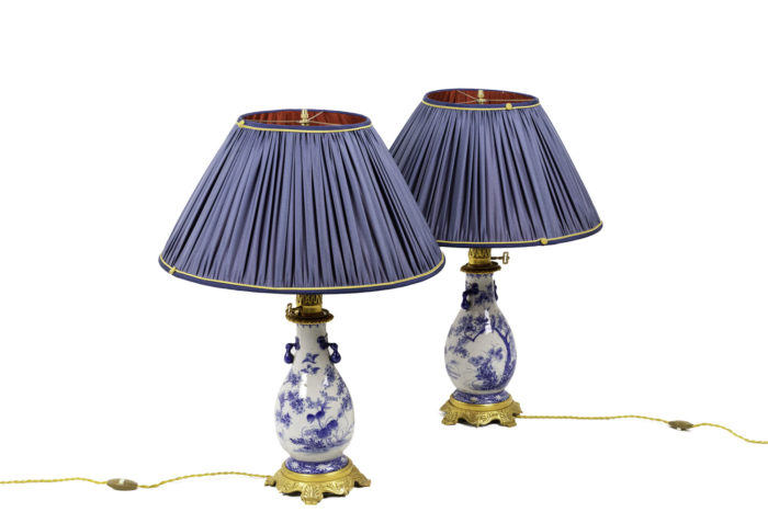 lamps blue white earthenware gilt bronze