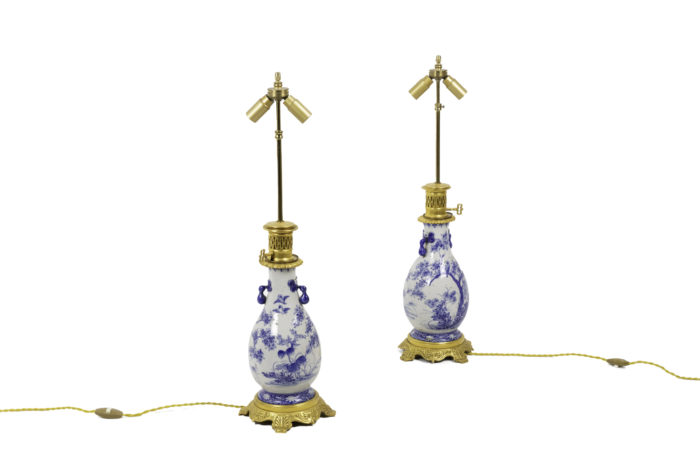 lamps blue white earthenware gilt bronze