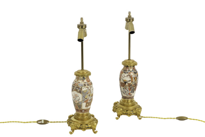 lamps satsuma earthenware gilt bronze