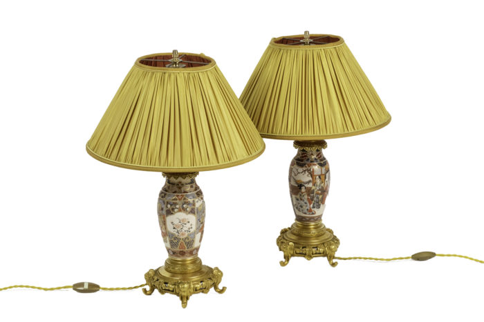 lamps satsuma earthenware gilt bronze