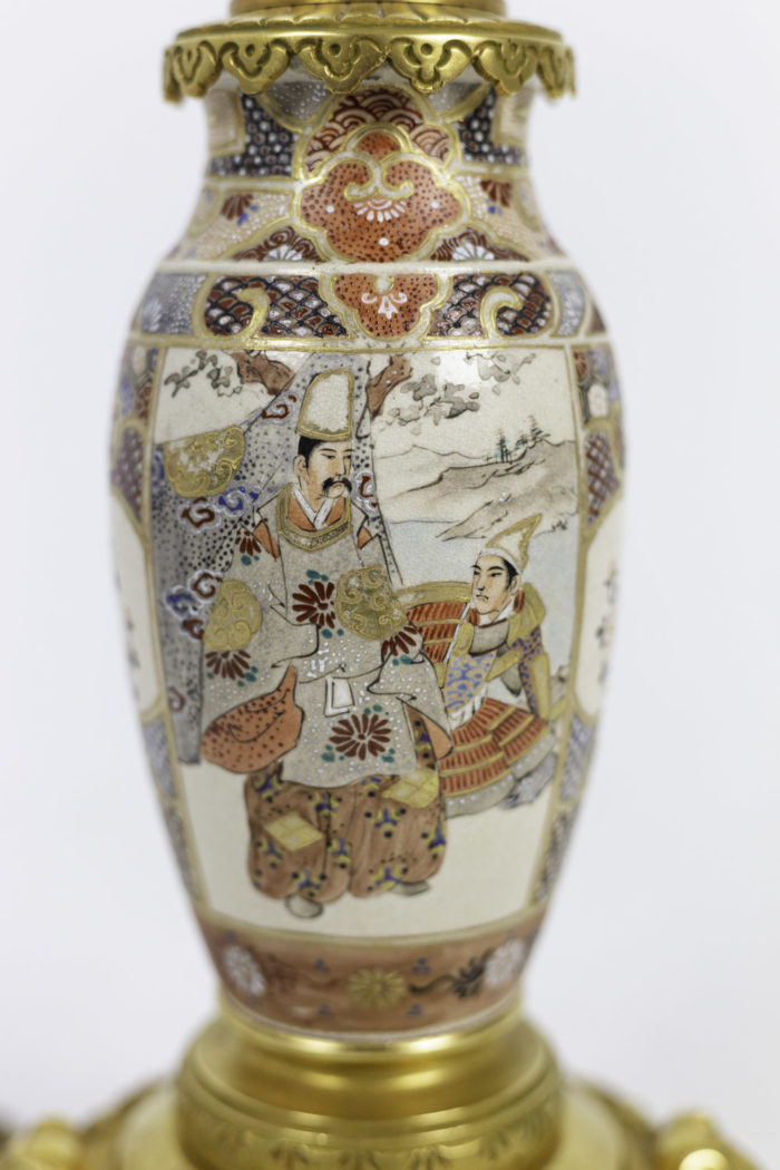 lamps satsuma earthenware characters scene