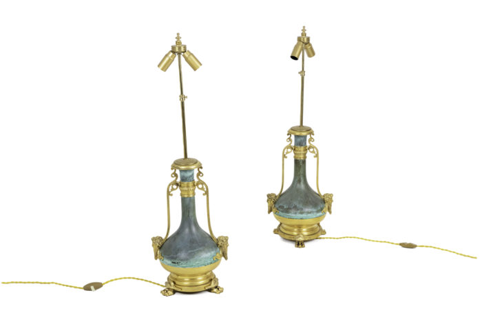 lamps green patinated gilt brass