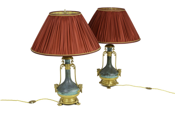lamps green patinated gilt brass