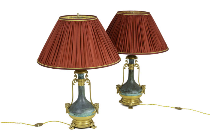 lamps green patinated gilt brass