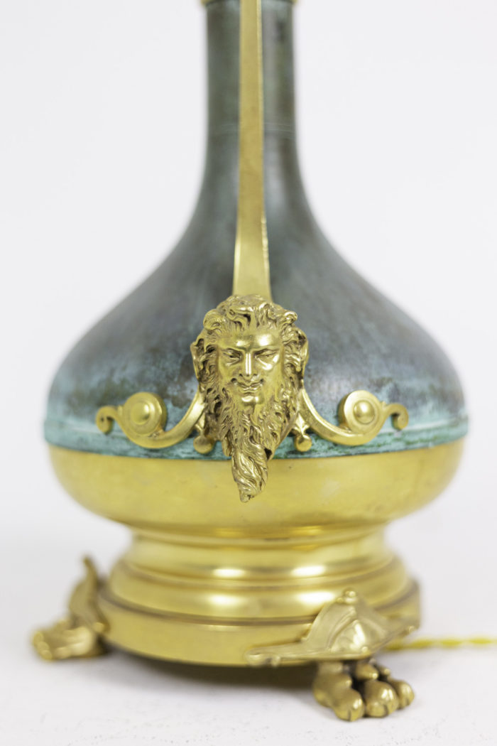 lamps green patinated gilt brass faun