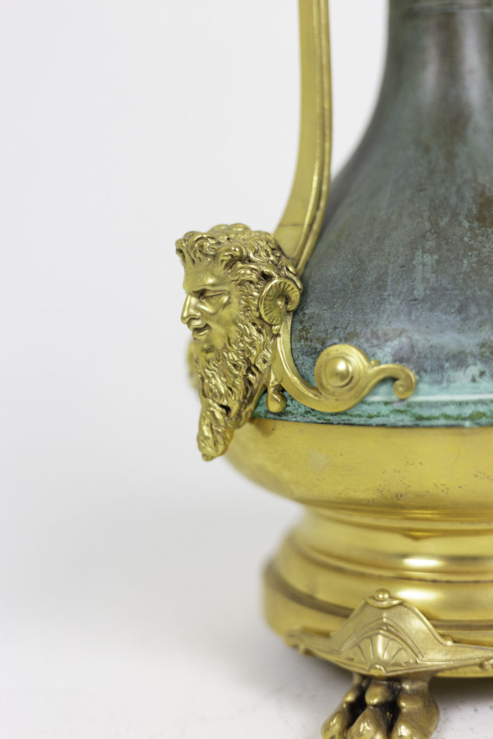 lamps green patinated gilt brass faun head