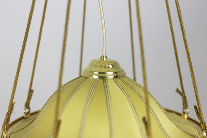 art nouveau chandelier yellow fabric gilt bronze top