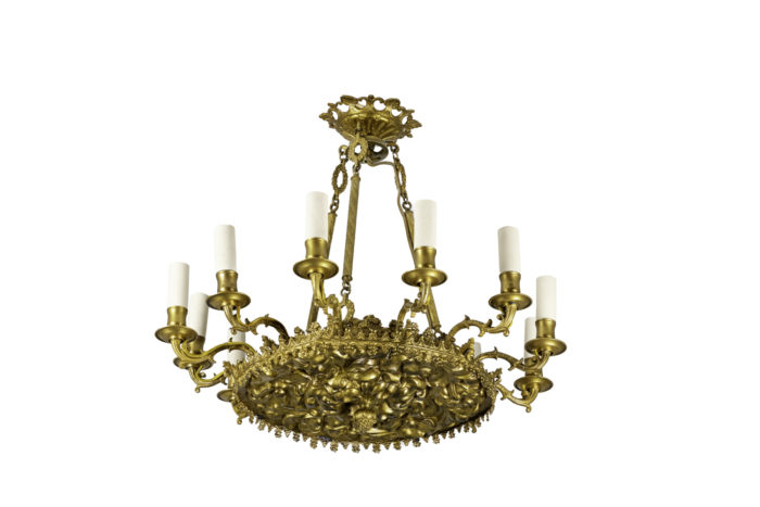 restauration style chandelier gilt bronze and metal