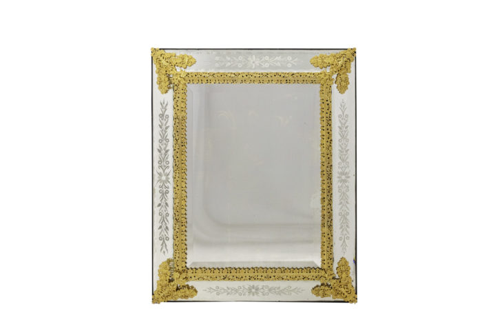 louis xiv style engraved mirror gilt bronze