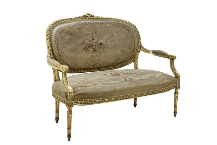 louis xvi style sofa gilt wood aubusson tapestry
