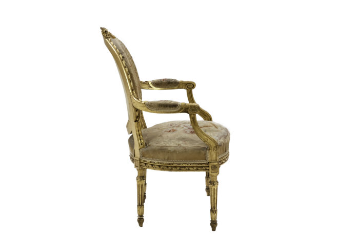 louis xvi style armchairs gilt wood aubusson tapestry side