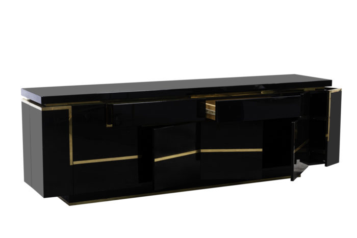 jean-claude mahey sideboard black lacquer gilt brass opens