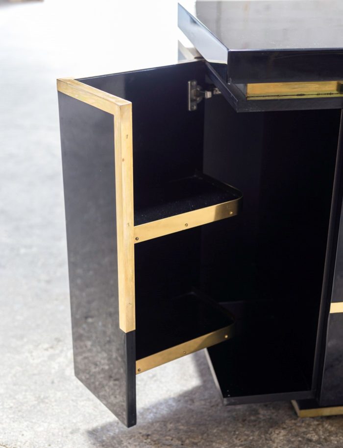 jean-claude mahey sideboard black lacquer gilt brass door