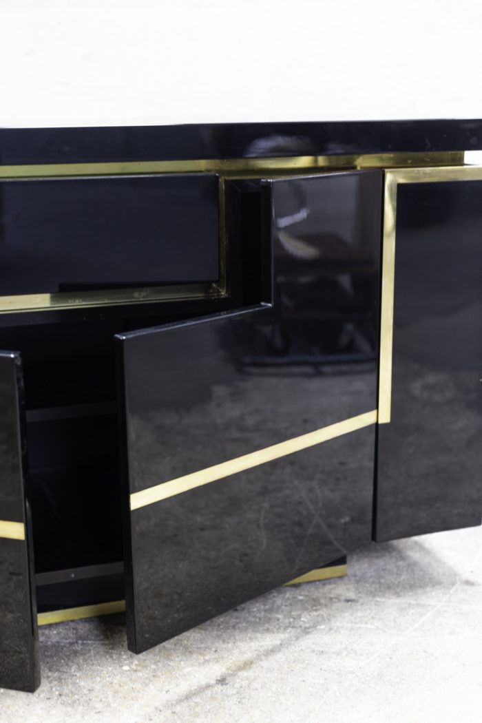 jean-claude mahey sideboard black lacquer gilt brass doors