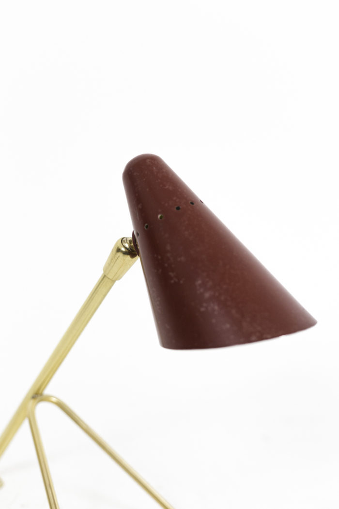 lamp red lacquered metal gilt brass 1950 lampshade