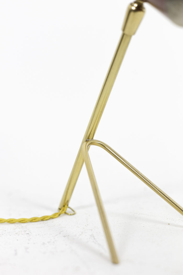 lamp red lacquered metal gilt brass 1950 tripod leg