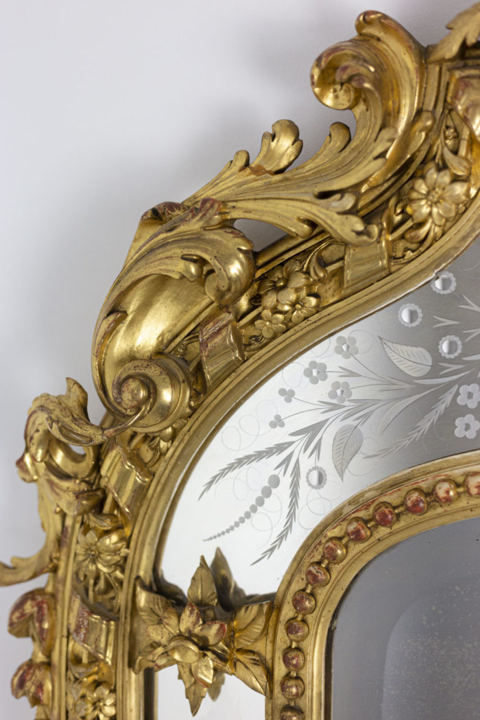 louis xvi style mirror glazing beads gilt wood decor